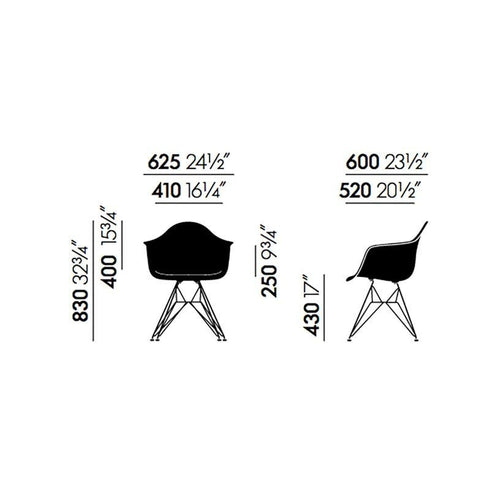 Cadeira de Braços em Plástico Eames DAR / Base Preta